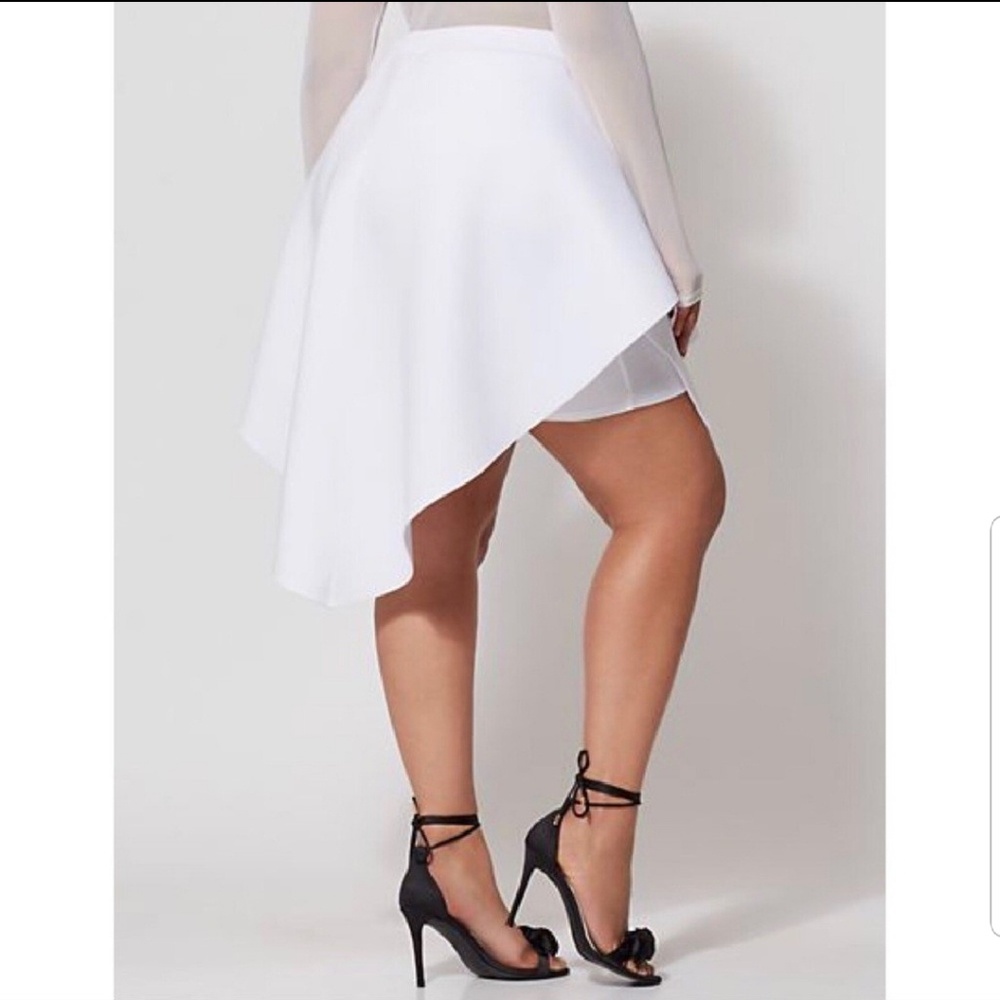 White Assymetrical White Peplum Skirt